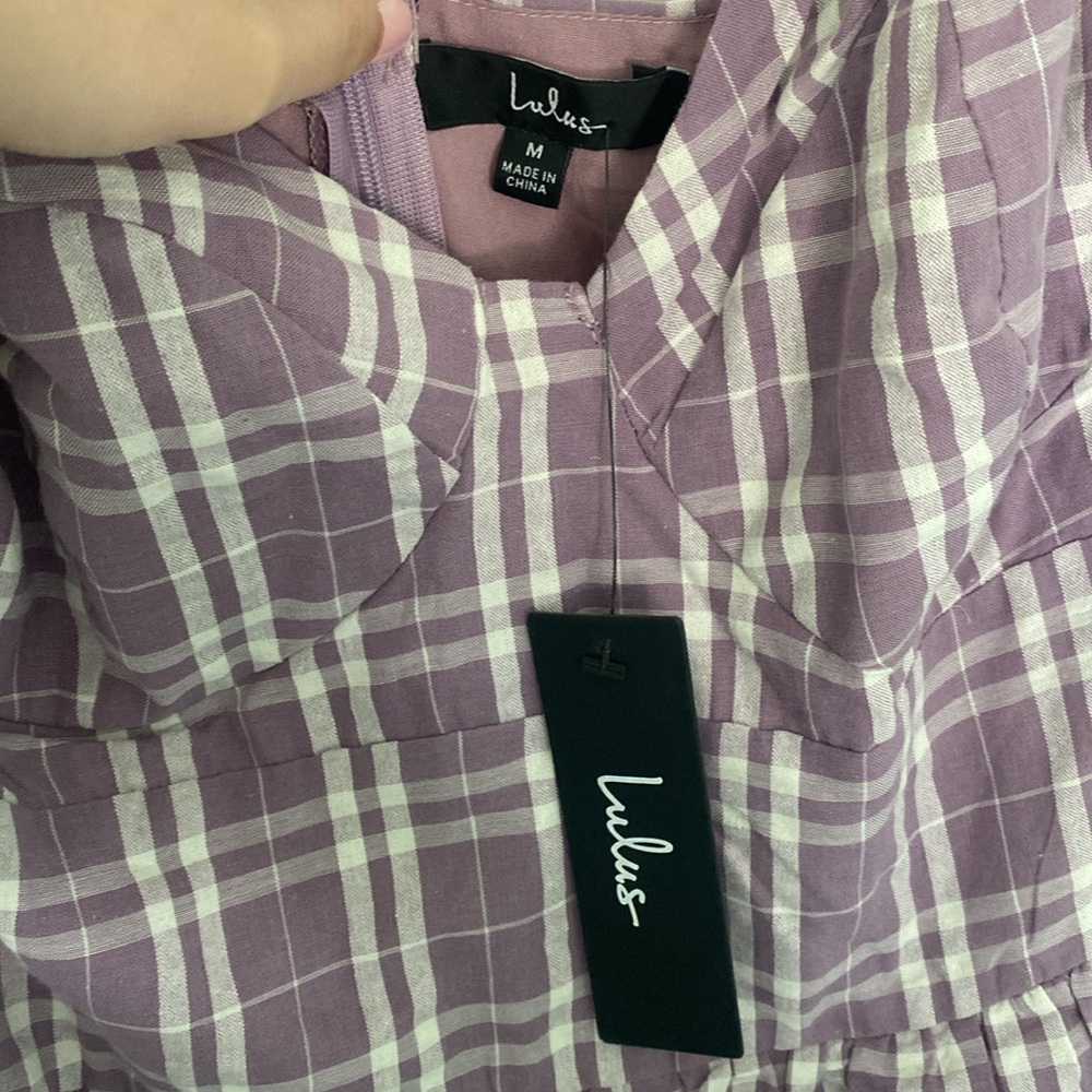 Lulu's Lavender Plaid Midi Dress - Picture 6 of 7